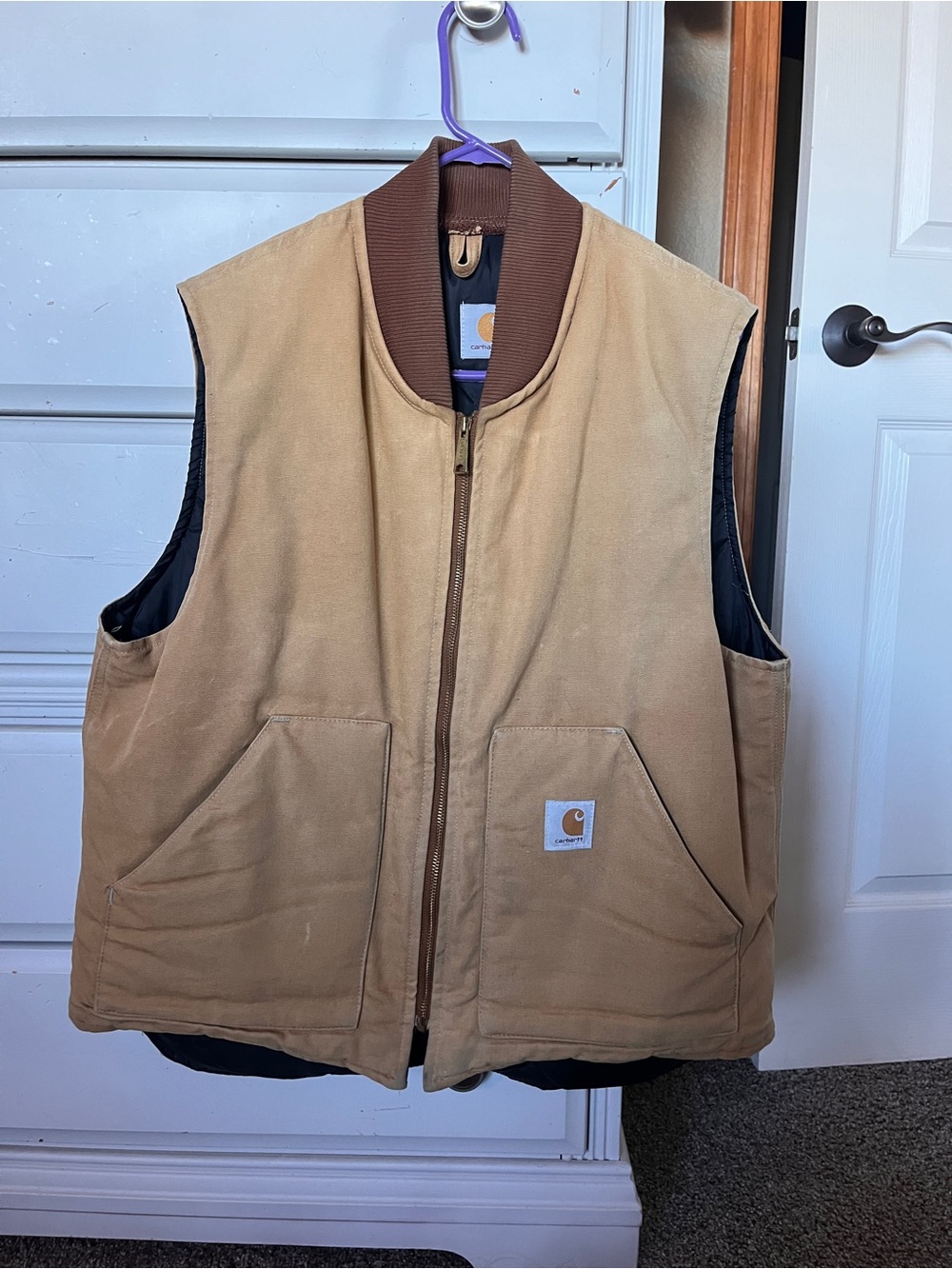 Carhartt Tan Brown Duck Canvas Work Vest